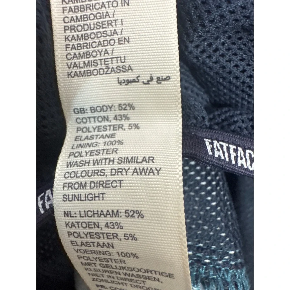FatFace Men's Camber Board Shorts Size Large Teal Navy Mesh‎ Lined Swim Trunks